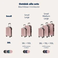 TRVLMORE Koffer - Handbagage - 54x36x20cm - 38L - Roségoud -Reis Opberg Artikelen 1200x1200 495