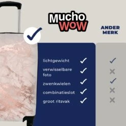 MuchoWow® Koffer - Marmer - Roze - Luxe - Marmerlook - Glitter - Design - Past Binnen 55x40x20 Cm En 55x35x25 Cm - Handbagage - Trolley - Fotokoffer - Cabin Size - Print -Reis Opberg Artikelen 1200x1200 55
