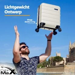 CabinMax Handbagage Koffer - Trolley 30L - Harde Reiskoffer - 45x36x20cm - Lichtgewicht - Groot Capaciteit - Wit -Reis Opberg Artikelen 1200x1200 585