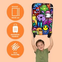 NoBoringSuitcases.com® Koffer - Monster - Bloemen - Regenboog - Design - Grappig - Past Binnen 55x40x20 Cm En 55x35x25 Cm - Handbagage - Trolley - Fotokoffer - Cabin Size - Print -Reis Opberg Artikelen 1200x1200 613
