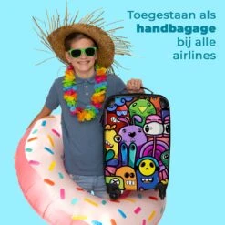 NoBoringSuitcases.com® Koffer - Monster - Bloemen - Regenboog - Design - Grappig - Past Binnen 55x40x20 Cm En 55x35x25 Cm - Handbagage - Trolley - Fotokoffer - Cabin Size - Print -Reis Opberg Artikelen 1200x1200 615