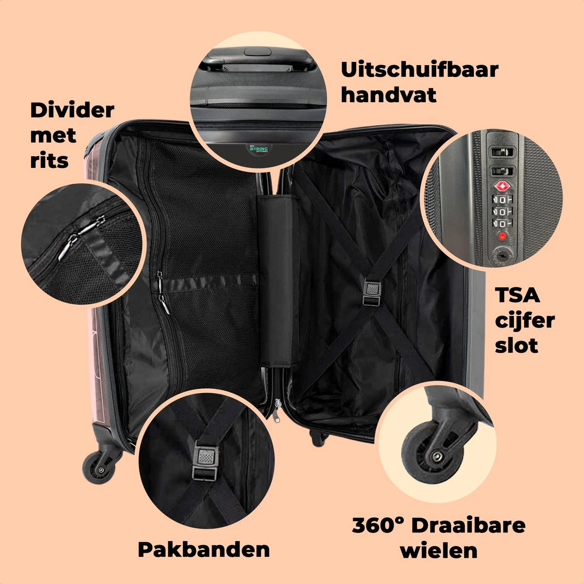NoBoringSuitcases.com® Kinderkoffer - Trolley Kinderen - Varken - Roze - Skateboard - Kinderen - Meisje - Koffer Dieren - Past Binnen 55x40x20 Cm En 55x35x25 Cm - Reiskoffer Met Wielen 6 NoBoringSuitcases.com® Kinderkoffer - Trolley Kinderen - Varken - Roze - Skateboard - Kinderen - Meisje - Koffer Dieren - Past Binnen 55x40x20 Cm En 55x35x25 Cm - Reiskoffer Met Wielen - Afbeelding 4