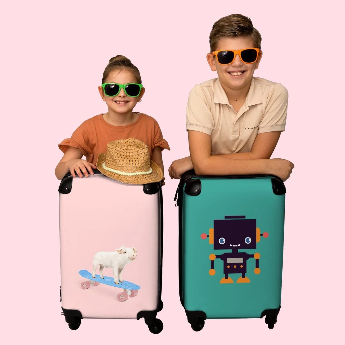 NoBoringSuitcases.com® Kinderkoffer - Trolley Kinderen - Varken - Roze - Skateboard - Kinderen - Meisje - Koffer Dieren - Past Binnen 55x40x20 Cm En 55x35x25 Cm - Reiskoffer Met Wielen 9 NoBoringSuitcases.com® Kinderkoffer - Trolley Kinderen - Varken - Roze - Skateboard - Kinderen - Meisje - Koffer Dieren - Past Binnen 55x40x20 Cm En 55x35x25 Cm - Reiskoffer Met Wielen - Afbeelding 7