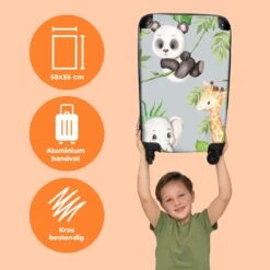 NoBoringSuitcases.com® Koffer - Jungle - Panda - Olifant - Giraffe - Kinderen - Past Binnen 55x40x20 Cm En 55x35x25 Cm - Handbagage - Trolley - Fotokoffer - Cabin Size - Print -Reis Opberg Artikelen 1200x1200 645