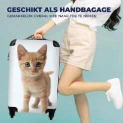 MuchoWow® Koffer - Kat - Rood - Kitten - Meisjes - Kinderen - Jongens - Kindje - Past Binnen 55x40x20 Cm En 55x35x25 Cm - Handbagage - Trolley - Fotokoffer - Cabin Size - Print -Reis Opberg Artikelen 1200x1200 683