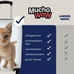 MuchoWow® Koffer - Kat - Rood - Kitten - Meisjes - Kinderen - Jongens - Kindje - Past Binnen 55x40x20 Cm En 55x35x25 Cm - Handbagage - Trolley - Fotokoffer - Cabin Size - Print -Reis Opberg Artikelen 1200x1200 684