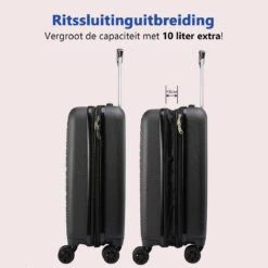 CabinMax Velocity Handbagage Koffer - Uitbreidbaar Trolley 44L - Harde Reiskoffer - 55x40x20/25 Cm - Lichtgewicht - Groot Capaciteit - Zwart -Reis Opberg Artikelen 1200x1200 770
