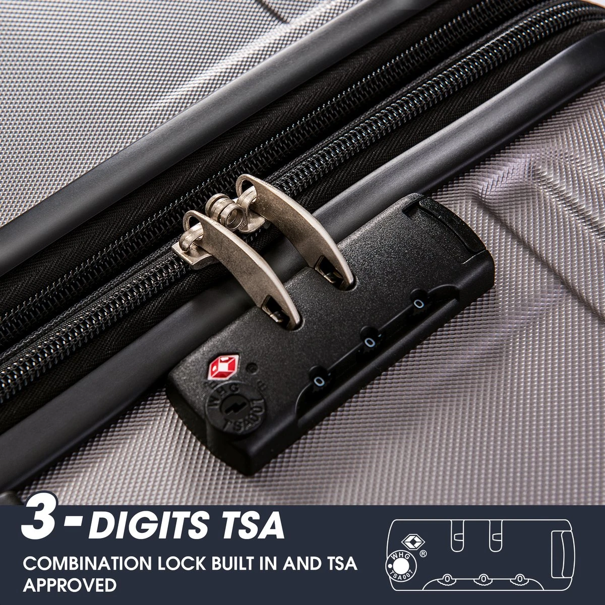 Merax 3-delig Kofferset Met TSA Slot - Trolleyset ABS 40L, 70L & 110 Liter - Grijs 5 Merax 3-delig Kofferset Met TSA Slot - Trolleyset ABS 40L, 70L & 110 Liter - Grijs - Afbeelding 3