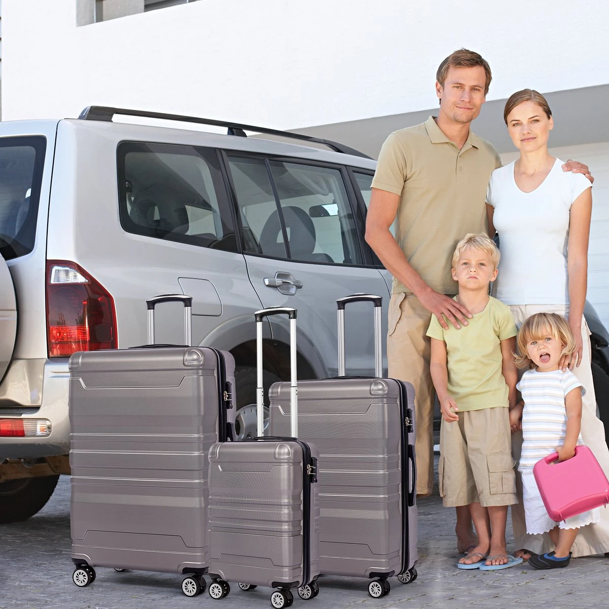 Merax 3-delig Kofferset Met TSA Slot - Trolleyset ABS 40L, 70L & 110 Liter - Grijs 11 Merax 3-delig Kofferset Met TSA Slot - Trolleyset ABS 40L, 70L & 110 Liter - Grijs - Afbeelding 9