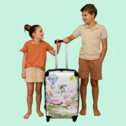 NoBoringSuitcases.com® Koffer Groot - Eenhoorn - Luchtballon - Meisjes - Regenboog - Trolley Koffer Met TSA-slot - Met Wielen - 90 Liter - Reiskoffer - 66 Cm -Reis Opberg Artikelen 1200x1200 990
