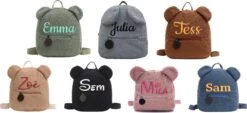 Merkloos Rugtas Teddy Blauw / Geborduurd Met Naam / 7 Verschillende Kleuren Gepersonaliseerd / Teddy Rugzak Kids / Schooltas Met Naam / Tas / Kinderen / Peuter / Kleuter / Teddy Bag / Kind En Baby -Reis Opberg Artikelen 1200x548