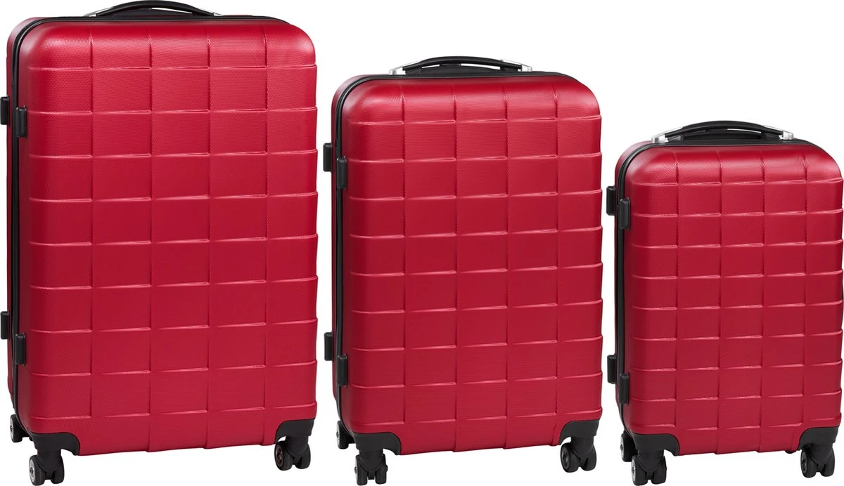 Tectake - Kofferset Trolleyset Reisset - 3-dlg Hardshell Wijnrood - 402670 4 Tectake - Kofferset Trolleyset Reisset - 3-dlg Hardshell Wijnrood - 402670 - Afbeelding 2