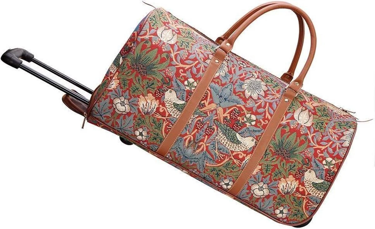 Signare - Weekendtas Met Wielen - Gobelin - Strawberry Thief Red - William Morris 9 Signare - Weekendtas Met Wielen - Gobelin - Strawberry Thief Red - William Morris - Afbeelding 7