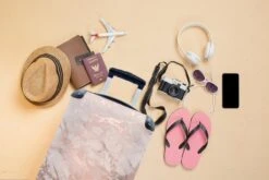 MuchoWow® Koffer - Marmer - Roze - Luxe - Marmerlook - Glitter - Design - Past Binnen 55x40x20 Cm En 55x35x25 Cm - Handbagage - Trolley - Fotokoffer - Cabin Size - Print -Reis Opberg Artikelen 1200x800