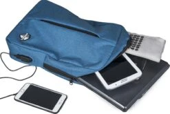 SafeSave Rugtas – Waterafstotende Schooltas Met Laptop Vak En Usb Aansluiting – Schoudertas – 15.6 Inch – Lichtblauw -Reis Opberg Artikelen 1200x803 4