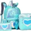 Eenhoorn Schooltas - Rugzak - Unicorn Rugtas 42 X 30 X 14 Cm- Kinderrugzak - Sequin- Luxe Giftset - Pailletten - Inclusief Tas + Etui - Turquoise - Voor Al Je Speelgoed En Schoolspullen