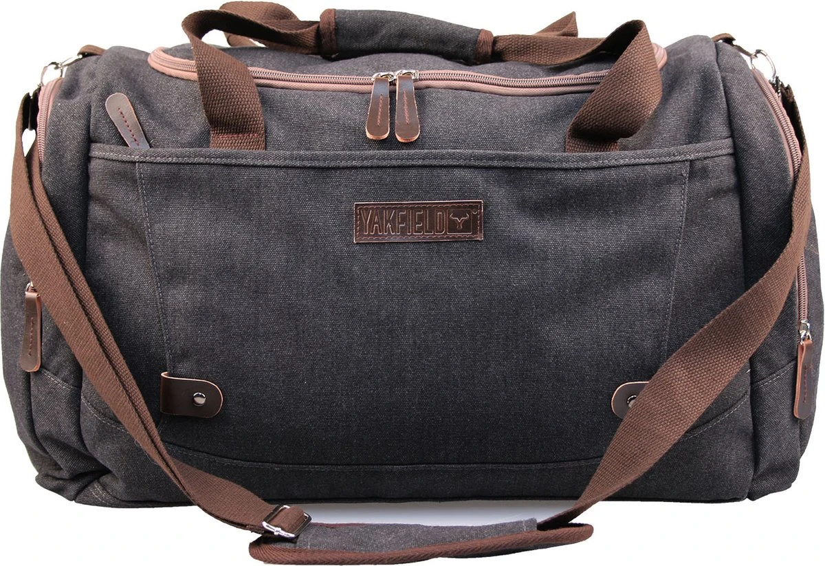 Yakfield - Reistas - Dames En Heren - Combinatiedeal - Weekendtas Zwart Antraciet Grijs - Toilettas Bruin - Compact - Canvas - Vintage 9 Yakfield - Reistas - Dames En Heren - Combinatiedeal - Weekendtas Zwart Antraciet Grijs - Toilettas Bruin - Compact - Canvas - Vintage - Afbeelding 7