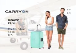 CarryOn Steward TSA Reiskoffer - 75cm Trolley Met Kliksloten - Dubbele Wielen - Mint -Reis Opberg Artikelen 1200x847 1