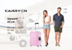 CarryOn Steward TSA Reiskoffer - 65cm Trolley Met Kliksloten - Dubbele Wielen - Roze -Reis Opberg Artikelen 1200x847 2