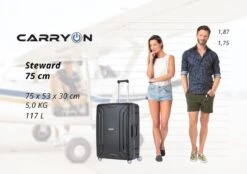 CarryOn Steward TSA Reiskoffer - 75cm Trolley Met Kliksloten - Dubbele Wielen - Zwart -Reis Opberg Artikelen 1200x847 3