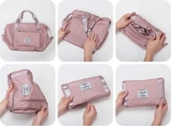 Merkloos Opvouwbare Handbagage Reistas – Opvouwbaar Tot 28 X 18 Cm – Wijnrood -Reis Opberg Artikelen 1200x883 3