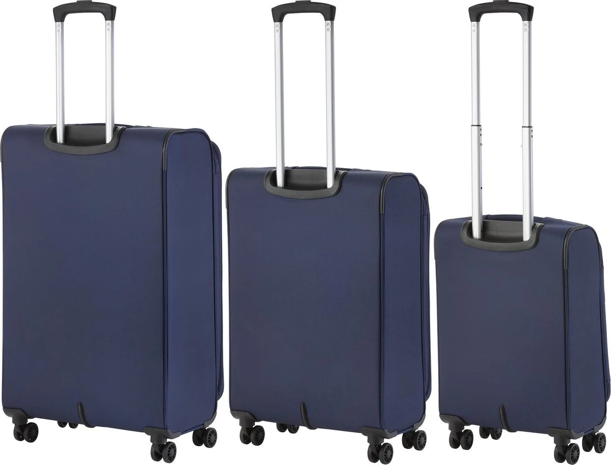 TravelZ Softspinner TSA Kofferset - 3-delige Zachte Trolleyset - Dubbele Wielen En Voorvakken Blauw 4 TravelZ Softspinner TSA Kofferset - 3-delige Zachte Trolleyset - Dubbele Wielen En Voorvakken Blauw - Afbeelding 2