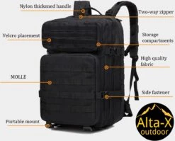 Alta-X Tactical Backpack 45l | Tactische Rugzak | Leger Rugtas - Sport - School - Werk | Zwart - Leger Tas 11 Alta-X Tactical Backpack 45l | Tactische Rugzak | Leger Rugtas - Sport - School - Werk | Zwart - Leger Tas -Reis Opberg Artikelen 1200x967 3