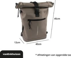 VanEnkhuizen Rolltop Rugzak Met Laptopvak 15,6 Inch - 20 Liter - Waterafstotend En Thermo Materiaal - Taupe -Reis Opberg Artikelen 1200x983 2