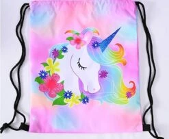 Unicorn Gymtas + Etui - Sporttas Met Rijgkoord - Bloemetjes - 4-12 Jaar -Reis Opberg Artikelen 1200x986 2