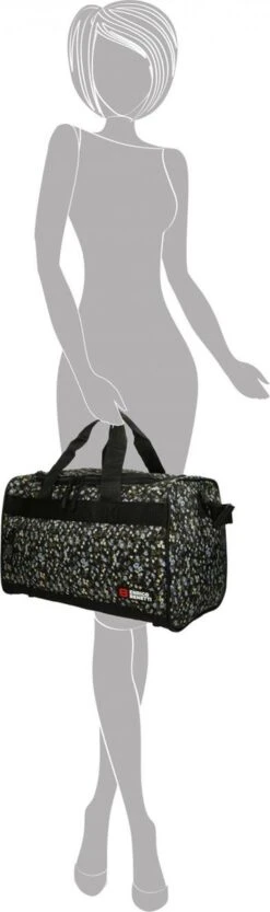 Enrico Benetti San Jose Sporttas/ Reistas - 46040 - Zwart Met Madeliefjes -Reis Opberg Artikelen 356x1200