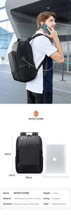 Arctic Hunter Rugtas - Laptop Tas - 15,6 Inch - Waterafstotend - Usb Oplaadstation -Reis Opberg Artikelen 395x1200 3