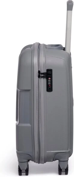 ©TROLLEYZ - Venice No.10 - Trolley - 55cm Met TSA Slot - Dubbele Wielen - 360° Spinners - 100% Polypropyleen - Handbagage Koffer In Silver Stone -Reis Opberg Artikelen 502x1200 1