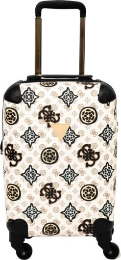Guess House Party 18 In 4 Wheeler Dames Reiskoffer - Cream Multi Logo -Reis Opberg Artikelen 559x1200 2