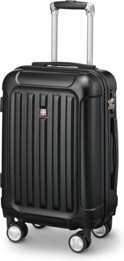 Swiss Alps - Handbagage Koffer - 55x35x22 Cm - 4 Wielen - Zwart