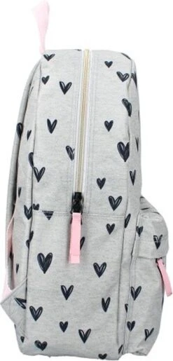 Milky Kiss Clever Girls - Rugzak - Schooltas Meisje - Grijs - Hartjes -Reis Opberg Artikelen 576x1200 11
