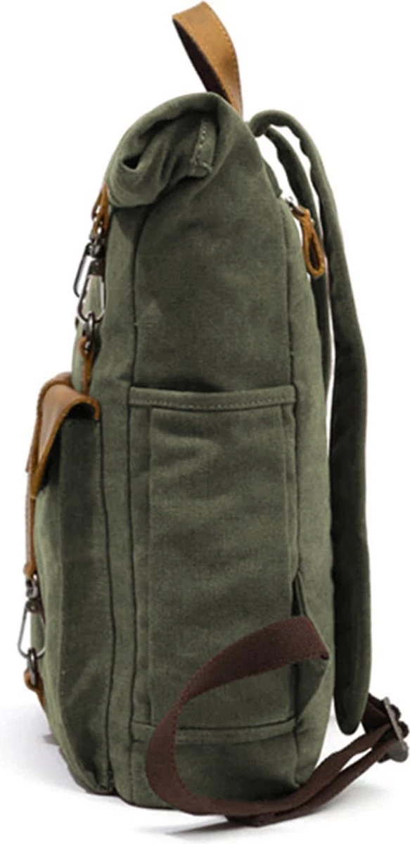 MORGNTAU - Ukiyo - Rugzak - Backpack - Groen - Canvas - Leer 4 MORGNTAU - Ukiyo - Rugzak - Backpack - Groen - Canvas - Leer - Afbeelding 2