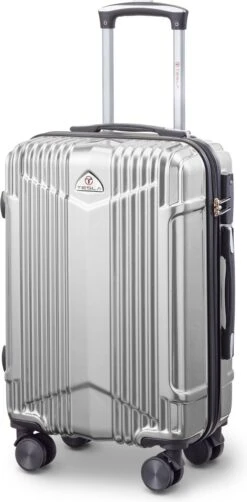 Tesla PC - Handbagage Koffer - 55x35x20 Cm - 4 Wielen - Zilver