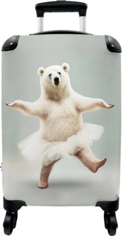 NoBoringSuitcases.com® Koffer - IJsbeer - Rok - Wit - Portret - Dieren - Trolley Op Wieltjes - Reiskoffer - Past Binnen 55x40x20 Cm En 55x35x25 Cm - Fotokoffer -Reis Opberg Artikelen 621x1200 7