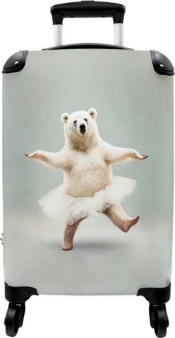 NoBoringSuitcases.com® Koffer - IJsbeer - Rok - Wit - Portret - Dieren - Trolley Op Wieltjes - Reiskoffer - Past Binnen 55x40x20 Cm En 55x35x25 Cm - Fotokoffer -Reis Opberg Artikelen 621x1200 8