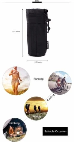 Merkloos Zwart Protector Plus Unisex Duurzame Nylon Kettle Bag Voor 550ML Drink Wandelen, Survival, Air-soft, Paintball | Beschermhoes Waterfles/drinkfles | X000KQ1011 -Reis Opberg Artikelen 625x1200 8