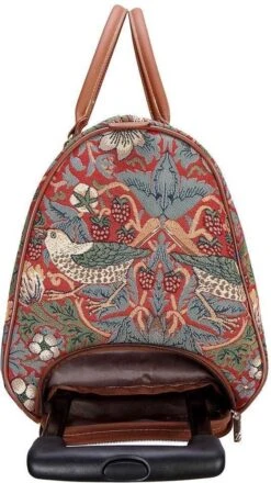 Signare - Weekendtas Met Wielen - Gobelin - Strawberry Thief Red - William Morris 15 Signare - Weekendtas Met Wielen - Gobelin - Strawberry Thief Red - William Morris -Reis Opberg Artikelen 674x1200 5