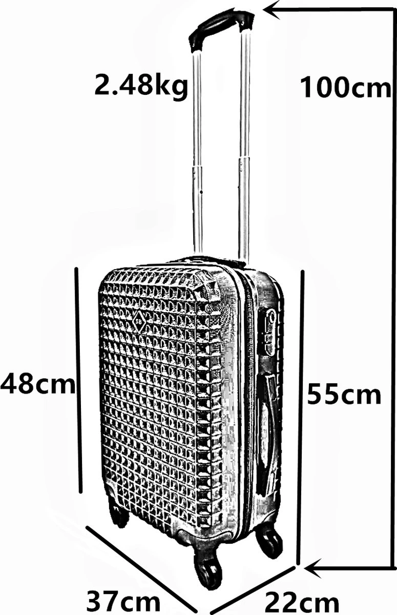 SB Travelbags Handbagage Koffer 55cm 4 Wielen Trolley - Zwart 8 SB Travelbags Handbagage Koffer 55cm 4 Wielen Trolley - Zwart - Afbeelding 6
