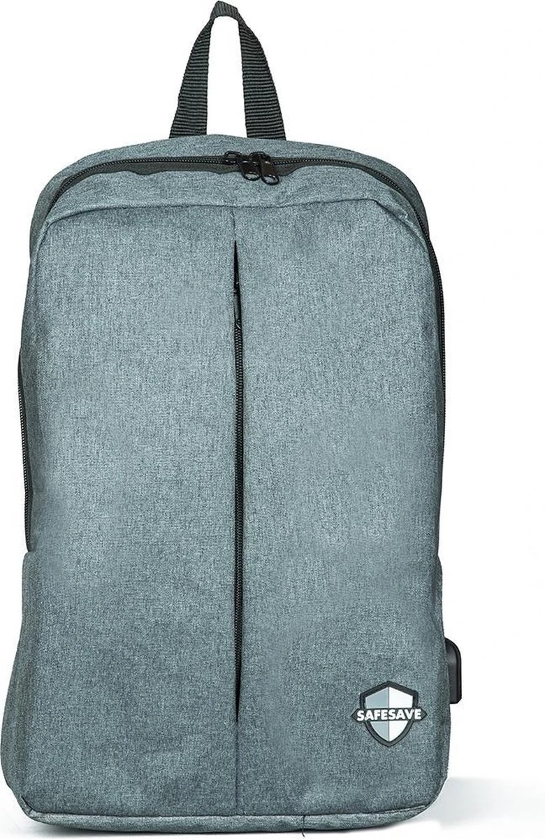 SafeSave Rugtas – Waterafstotende Schooltas Met Laptop Vak En Usb Aansluiting – Schoudertas – 15.6 Inch – Licht Grijs 4 SafeSave Rugtas – Waterafstotende Schooltas Met Laptop Vak En Usb Aansluiting – Schoudertas – 15.6 Inch – Licht Grijs - Afbeelding 2