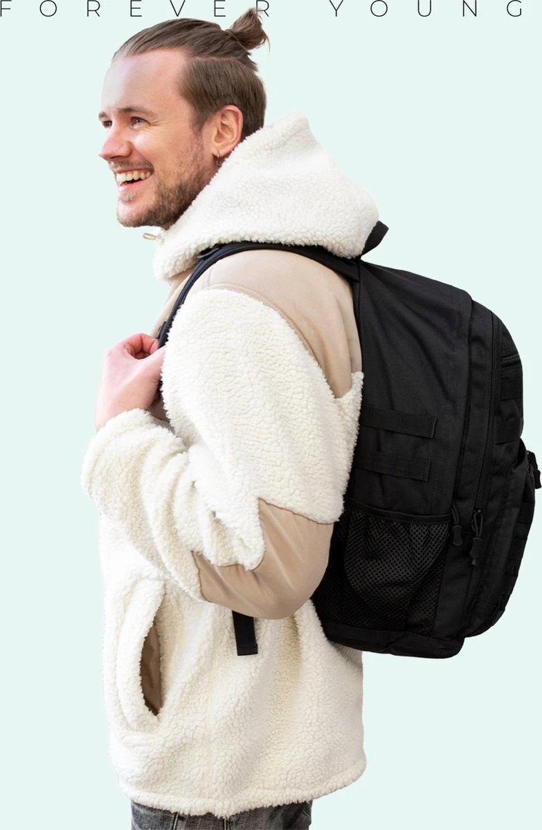 Waterdichte Rugzak - Hybride Tactical Backpack - Reistas Handbagage - Wandelrugzak - Grote Schooltas Zwart 4 Waterdichte Rugzak - Hybride Tactical Backpack - Reistas Handbagage - Wandelrugzak - Grote Schooltas Zwart - Afbeelding 2