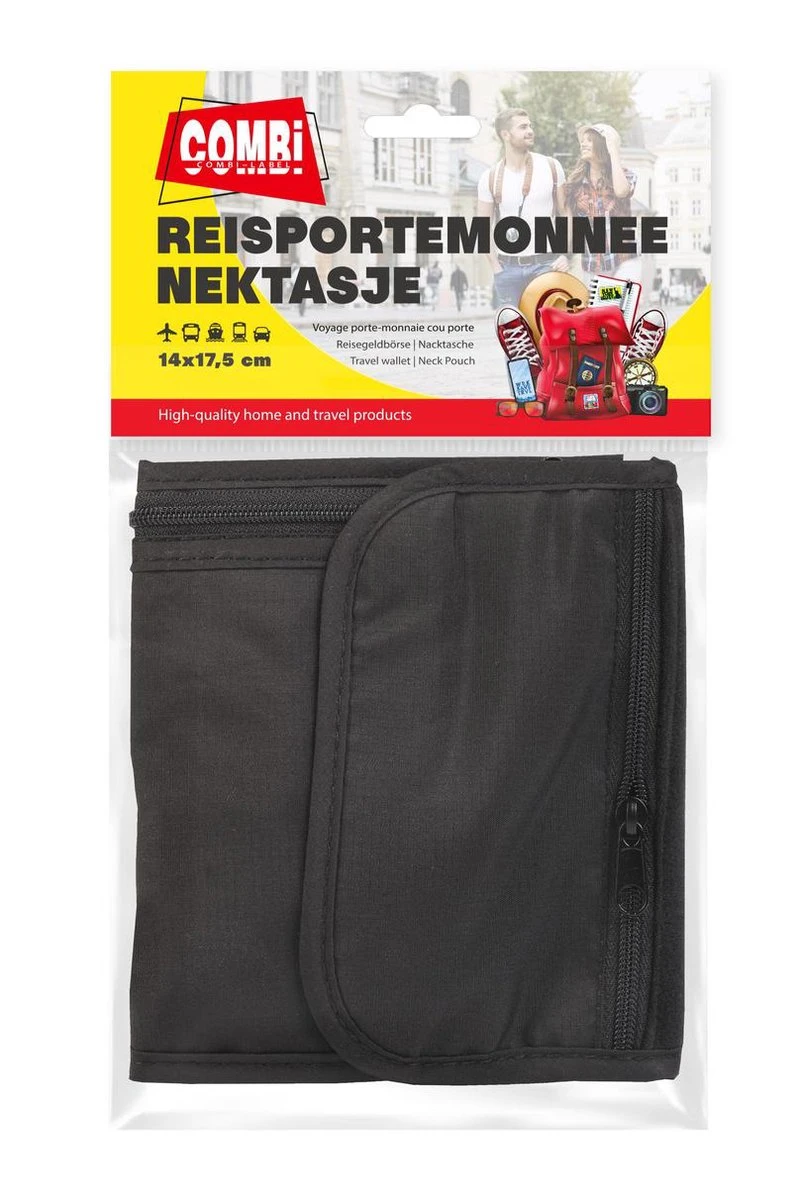 Combi-Label - Nektasje - Nektas - Reistas - Reisportemonnee - Paspoorthouder - Paspoort - Etui - Zwart 4 Combi-Label - Nektasje - Nektas - Reistas - Reisportemonnee - Paspoorthouder - Paspoort - Etui - Zwart - Afbeelding 2