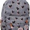 Milky Kiss Love Land - Rugzak - Schooltas Meisje - Grijs - Hartjes