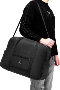 MISWAN Opvouwbare Reistas 45 X 36 X 20 EasyJet Travel Bag Maximale Grootte Holdall Cabine Bagage Onder Seat Flight Bag Met Trolleybevestiging Duffeltas Weekendtas Heren Dames Carry On Luggage Zwart -Reis Opberg Artikelen 803x1200 21