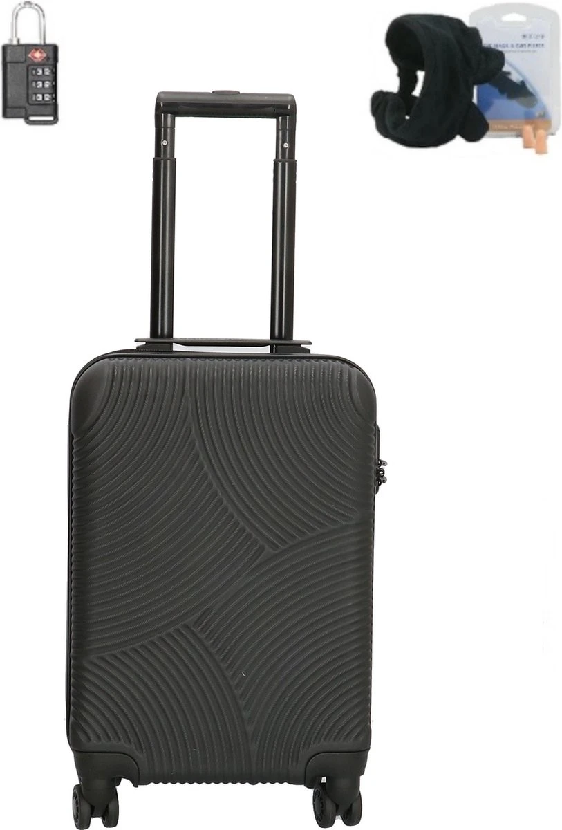 Handbagage Koffer 55x35x25 + Tsa Slot & Slaapmasker Zwart 3 Handbagage Koffer 55x35x25 + Tsa Slot & Slaapmasker Zwart