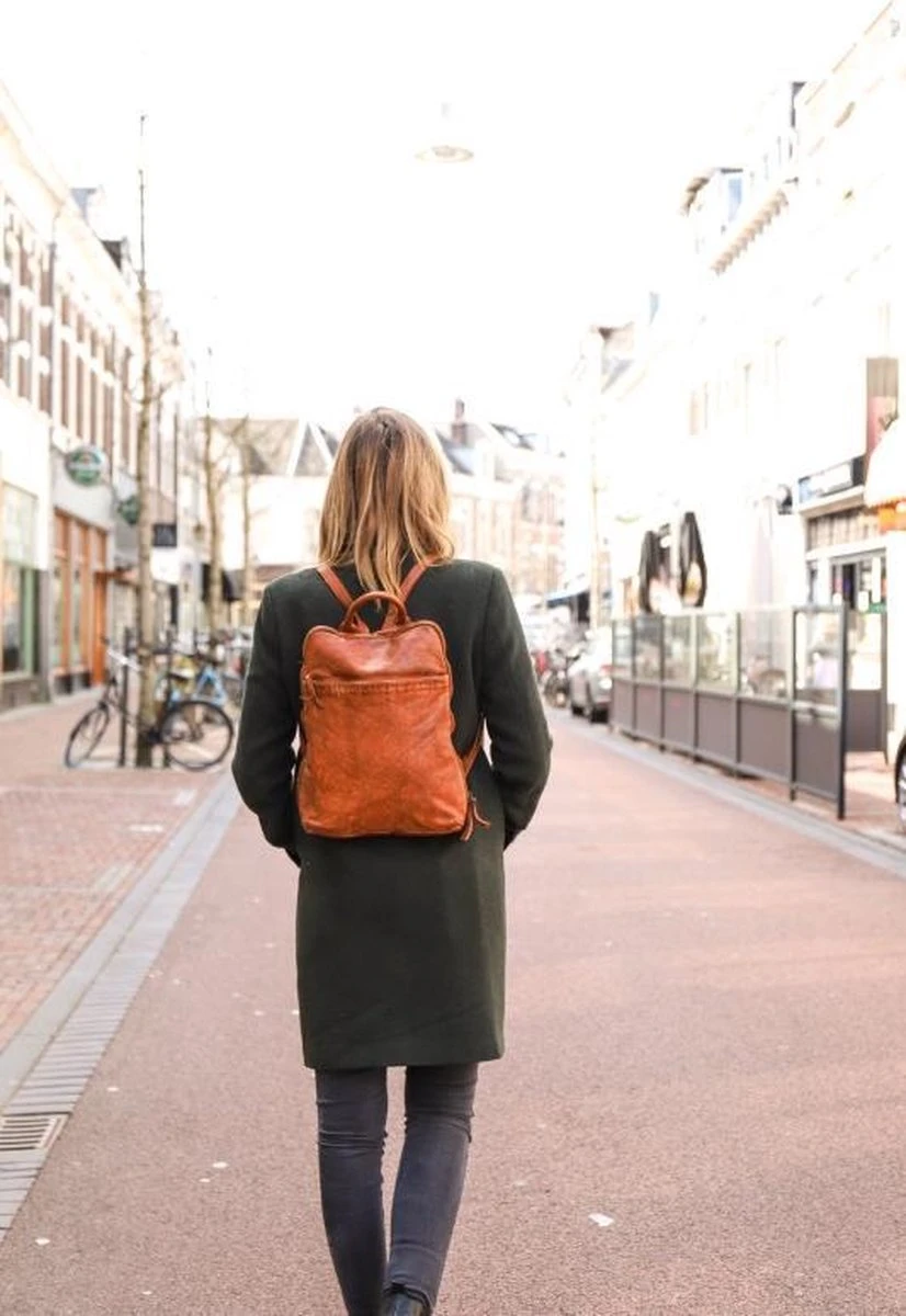 Bear Design Cow Lavato - Leren Rugtas - Cognac 9 Bear Design Cow Lavato - Leren Rugtas - Cognac - Afbeelding 7