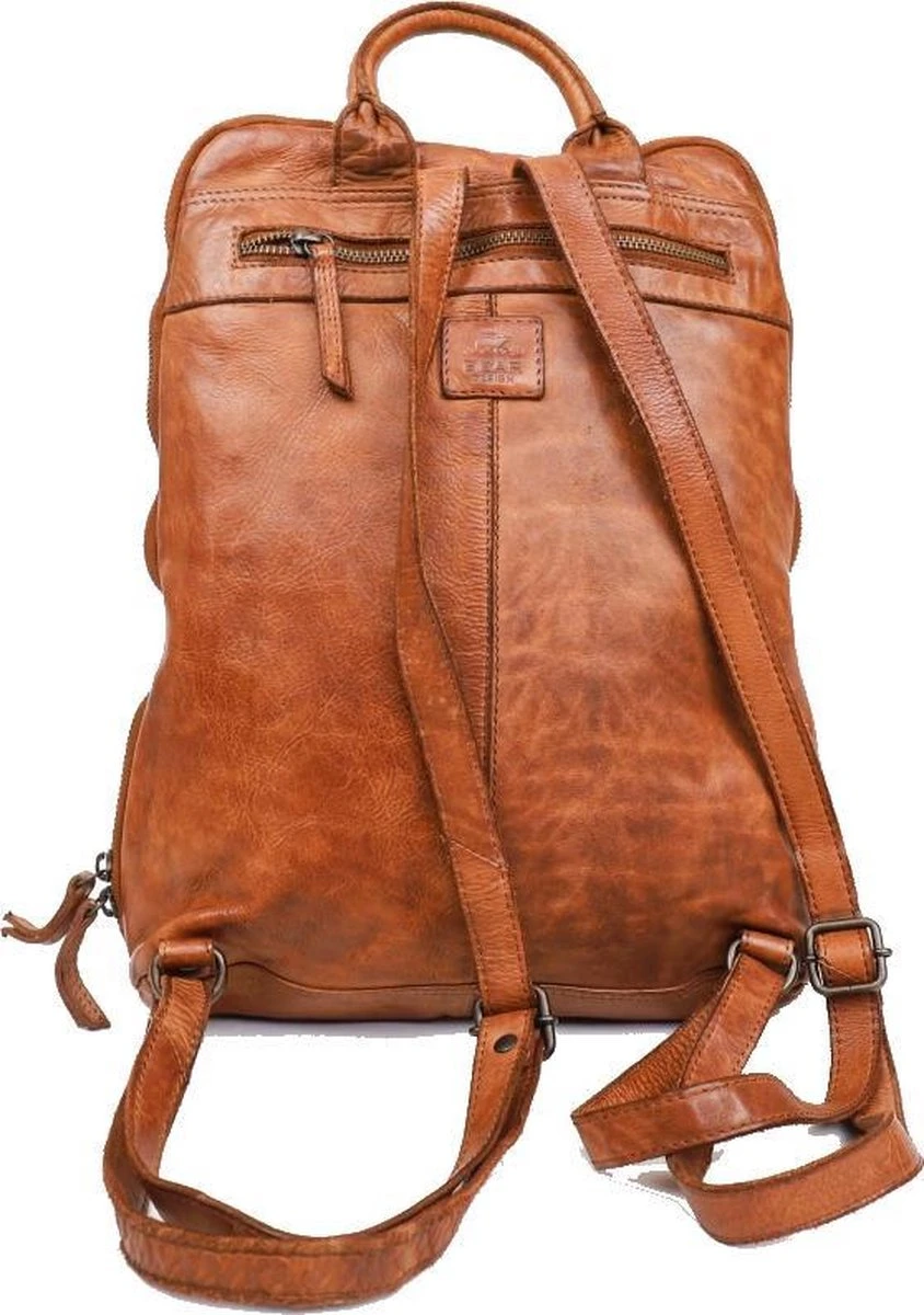 Bear Design Cow Lavato - Leren Rugtas - Cognac 5 Bear Design Cow Lavato - Leren Rugtas - Cognac - Afbeelding 3